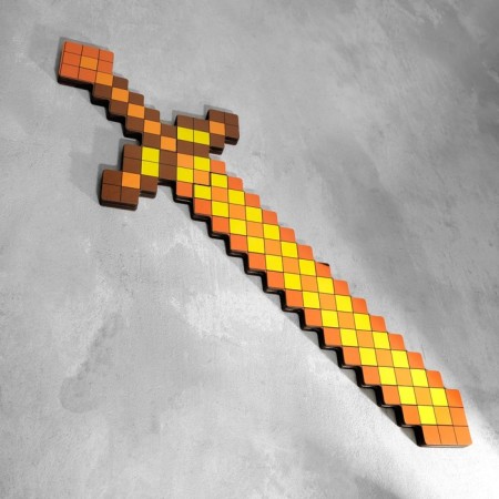 Wooden souvenir "Sword", 19.5x56.5x1.2 cm, pixel, golden-1