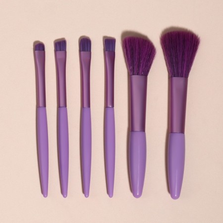 A set of makeup brushes, 6 items, PVC package, purple color-3