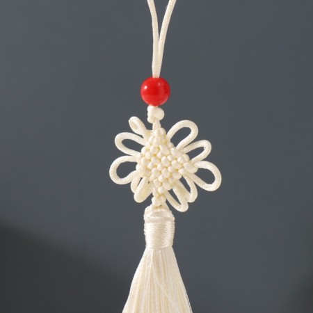 Suspension textiles, plastic "Knot of happiness and infinity" white 8.5 cm-1