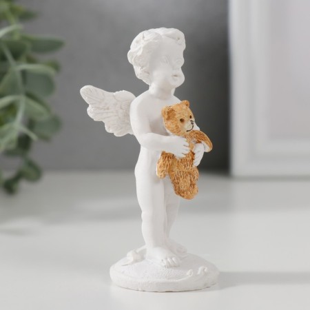 Polystone souvenir "Snowty Angel stands with his teddy bear 8x4.5x3.5 cm-1