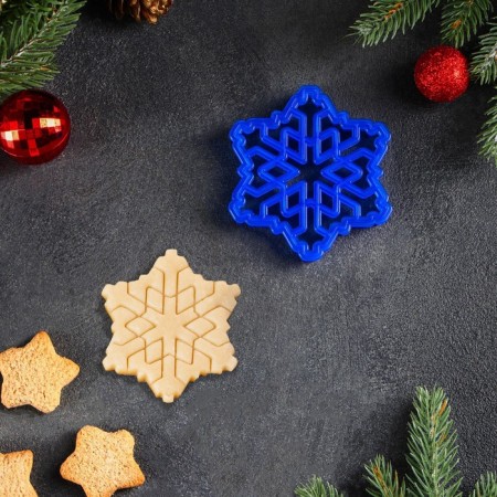Books Form "Snowflake", cutting, stamp, 9 × 9 cm, blue color