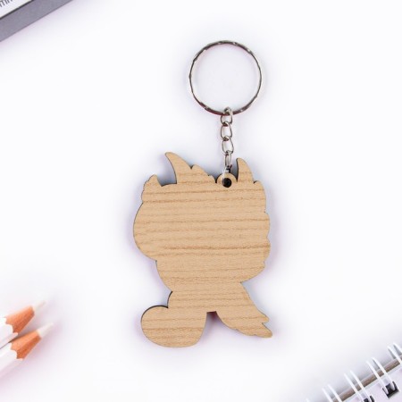 Key keychain "Wooden" owl with heart ", 4.4 x 6.3 cm-3