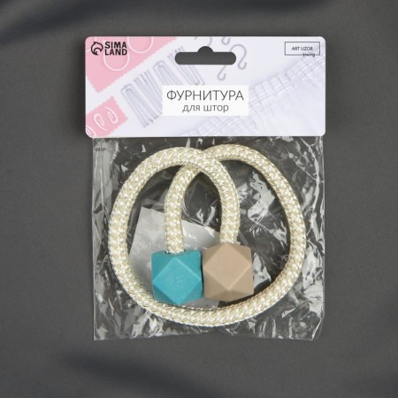 Picked up for curtains “pebbles”, d = 3 × 46 cm, dark-turquoise/sand color color-3