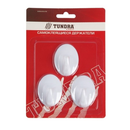 Holder self -adhesive tundra krep, 45x45 mm, white color, oval, 3 pcs.-9