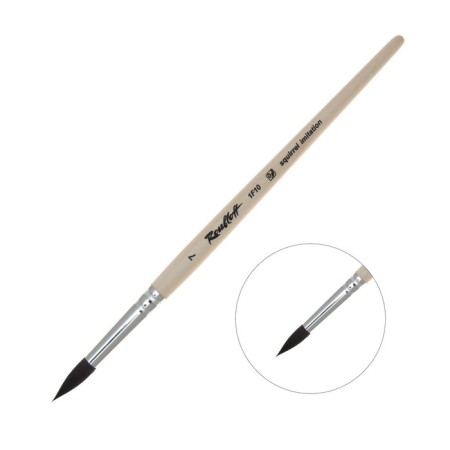 Synthetic brush, simulation of proteins, round, rubloff series 1f10 No. 7, a short handle is saturated with varnish, white clip