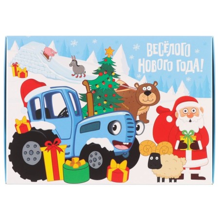 Gift box "New Year" 16x23x7.5 cm, blue tractor-4