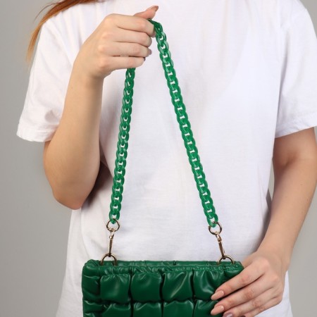 A chain for a bag, plastic, with carbines, 23 × 17 mm, 68 cm, malachite color/gold color-2
