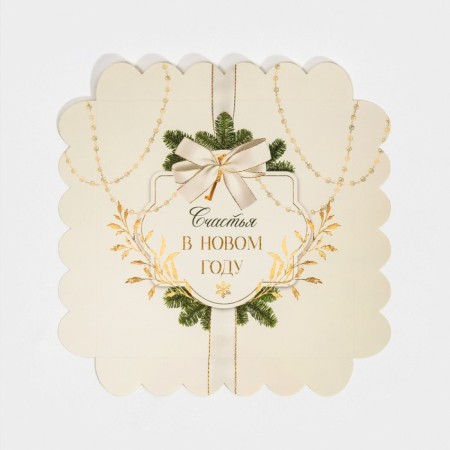 Box for confectionery with PVC lid "elegant", 21 x 21 x 3 cm, new year-5