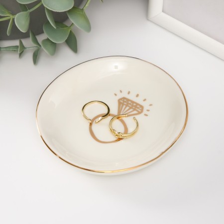 Souvenir Ceramics stand for the ring "Ring with Diamond" 10.5x10x1.6 cm-1