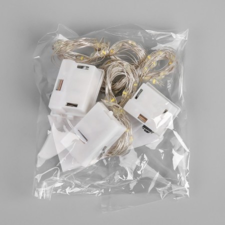 Set of garlands “thread” 2 m Rosa, IP20, silver thread, 20 LED, warm white glow, 3 modes, AG13x3, 3 pcs.-4