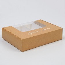 Box for eclairs, confectionery packaging, 4 inserts, “Made with love”, 20 x 15 x 5 cm