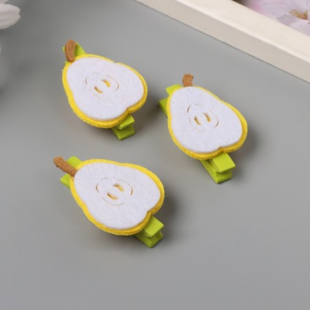 Decor for creativity wood, felt "clothespin. Half of the pear" set 3 pcs 1.3x3x4.8 cm-1