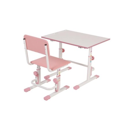 Set Polini Kids growing desk-transformer + adjustable stool, white-pink color-1