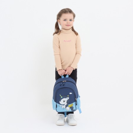 Baby backpack on lightning, external pocket, blue/blue color-6