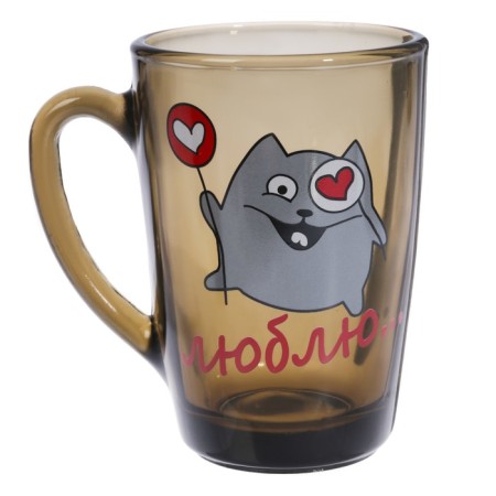 Glass mug “I love”, 300 ml, mix drawing-3