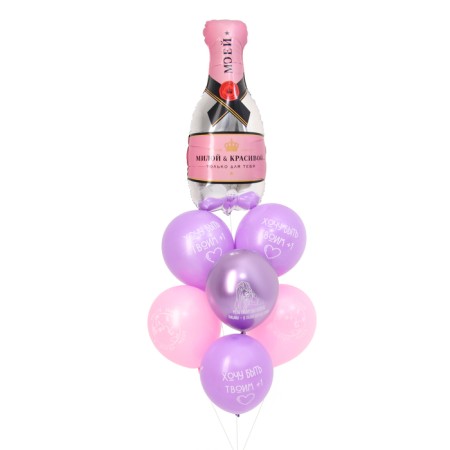Bouquet of balls to “girlfriend”, foil, latex, set 7 pcs.-1