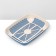 The toilet is rounded with a mesh of 33.5 x 25 x 6 cm, beige/blue