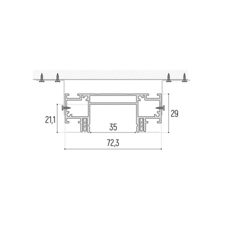 Intruder (profile) for embedding a single -phase track in the tension ceiling Novotech, 29x2000x72.3 mm, white color-1