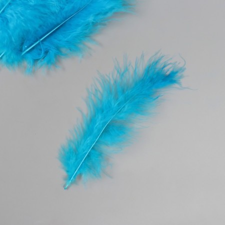 Pen decorative goose downy "Blue Lake" set 40 pcs h = 10-15 cm-1