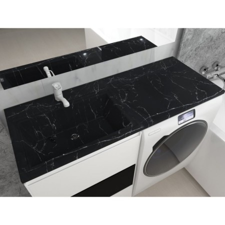 Sink over the Uperwood washing machine Marsal 120 cm, left, black marble