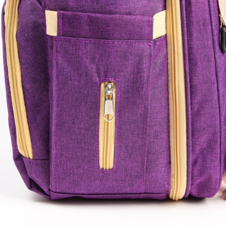 Bag backpack for mom and baby with a changing rug, purple color-10