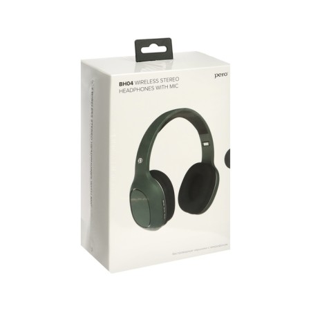 Pero BH04 headphones, wireless, full -size, microphone, 400 mAh, up to 20 hours, green-5