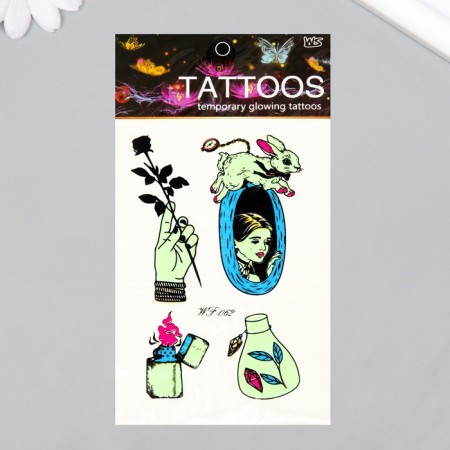 Tattoo on the body phosphorus color "Alice in the hole" 14.3x7.5 cm-2