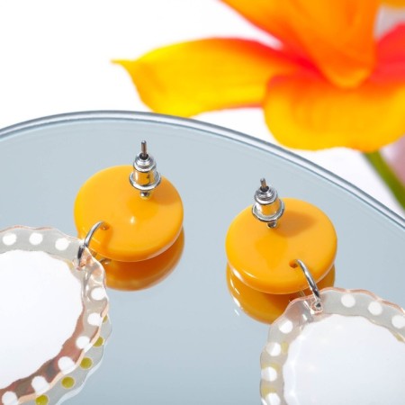 Earrings plastic "Flowers" Balls by oval, large, color-2