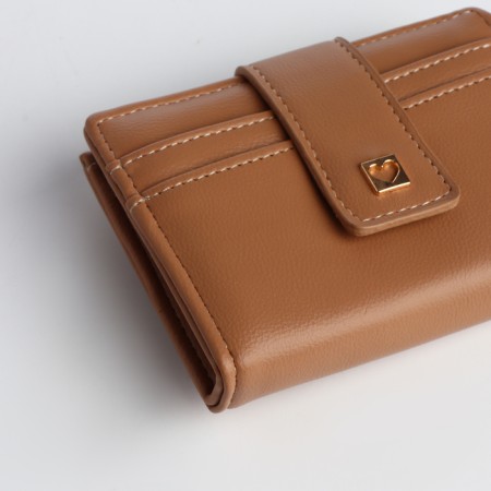 Women's wallet on the button, beige color-2
