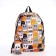 School backpack of textiles on a zipper, 4 pockets, wallet, gray/orange color