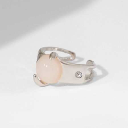 Ring "Pearl" matte, beige color in silver, dimensionless
