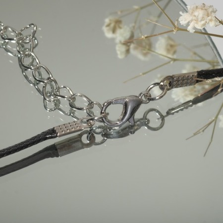 Piece on the lace "Owl", color black silver on a black lace, 42 cm-1