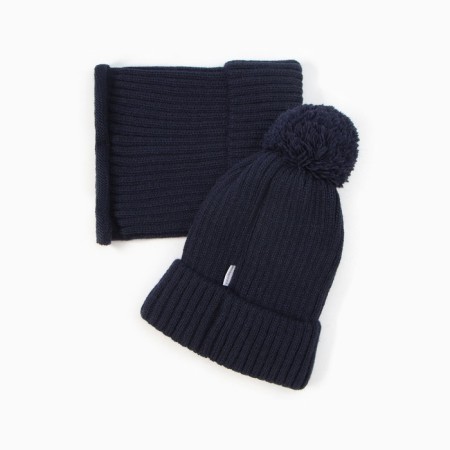 Kit for children (hat, snood), blue color, size 52-54-3