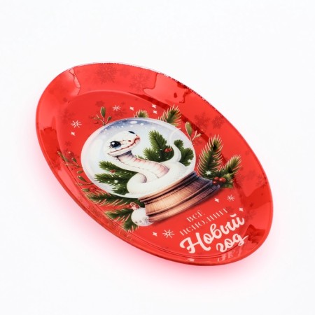 New Year. Glass dish "everything will perform the new year", 24.5 × 15 × 2 cm-1