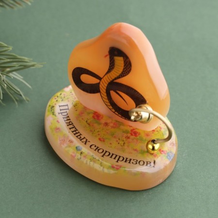Souvenir "pleasant surprises! 2025", with a bell, selenite, 6x6x4.5 cm-2