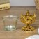 Glass candlestick, plastic on 1 candle "Back" glass on the leg gold 7.5x6x6 cm