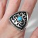 The ring of "ethnic" patterned triangle, the color of blue in black silver, dimensionless