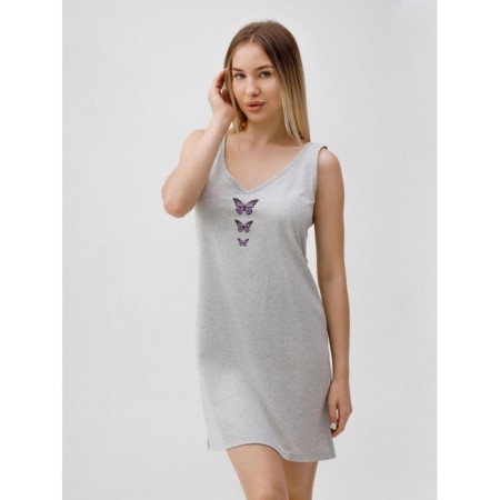 Night shirt female "Three butterflies", size 46, color gray melange-3