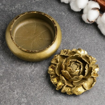 Casket "Big Flower" bronze with gilding, 13x13x9cm-3