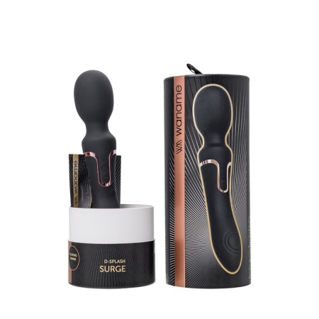 Bilateral intimate massage Waname D-Splash Surge, 22.5 cm, silicone, black color-12