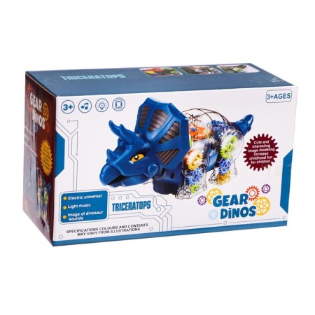 Dinosaur "gears", light and sound, works from batteries, green color-4