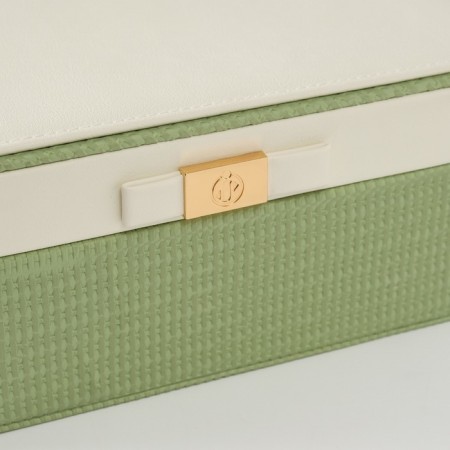 Casket to the leatherette for jewelry "Bow" white-green 17x23.5x10 cm-5
