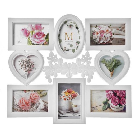 Photo frame plastic in 8 photos 10x10, 10x15 cm "olives" white 43x48 cm-3