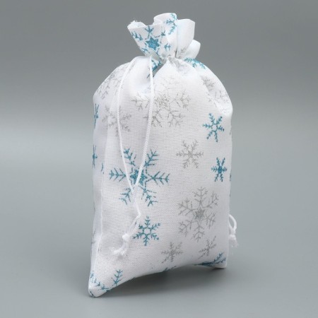 Bag gift canvas “Happy holiday”, snowflakes, 16 x 24 cm +/- 1.5 cm, New Year-2