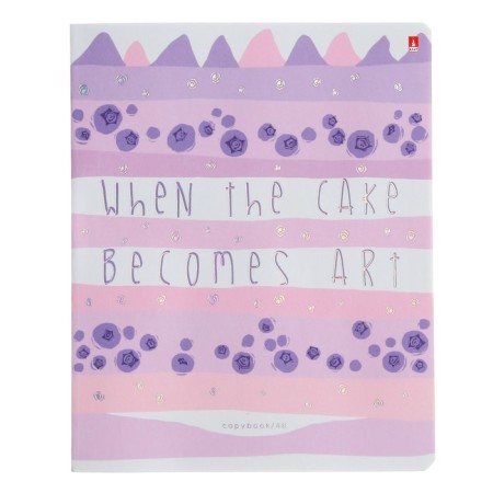 Notebook of 48 sheets in the cage "Berry Torte", covered cardboard, matte lamination Soft Touch, foil, mix-3