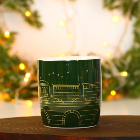 Ceramic set “Happy New Year”: 350 ml mug, spoon, green color-2