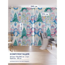 Фотошторы «Семейство снеговиков», оксфорд, размер 170х265 см, 2 шт