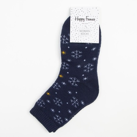 Women's socks "Snowflakes", dark blue color, size 23-25-3
