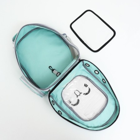 A backpack for carrying animals with a viewing window, green-7