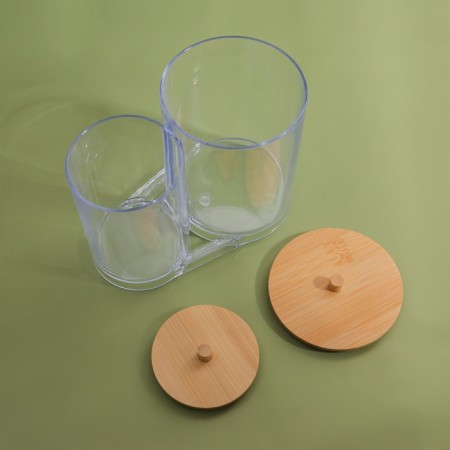 Organizer for storage "Bamboo", with a lid, 15.5 × 8.5 × 12 cm, in a cardboard box, the color is transparent/brown-6